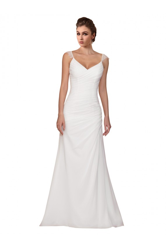 Sleeveless V-Neck Soft Chiffon Sheath Wedding Dress Newcastle