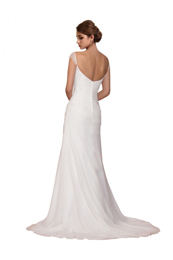 Sleeveless V-Neck Soft Chiffon Sheath Wedding Dress Newcastle
