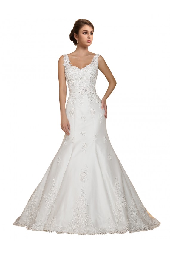 Cap Sleeves V-Neck Lace Mermaid Wedding Dress Newcastle
