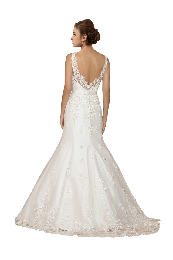 Cap Sleeves V-Neck Lace Mermaid Wedding Dress Newcastle
