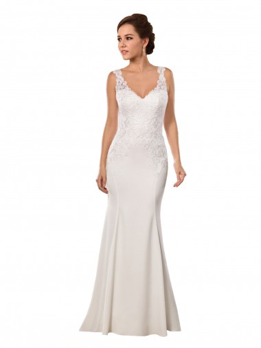 Sleeveless V-Neck Lace & Stretch Crepe Mermaid Sexy Wedding Dress Newcastle
