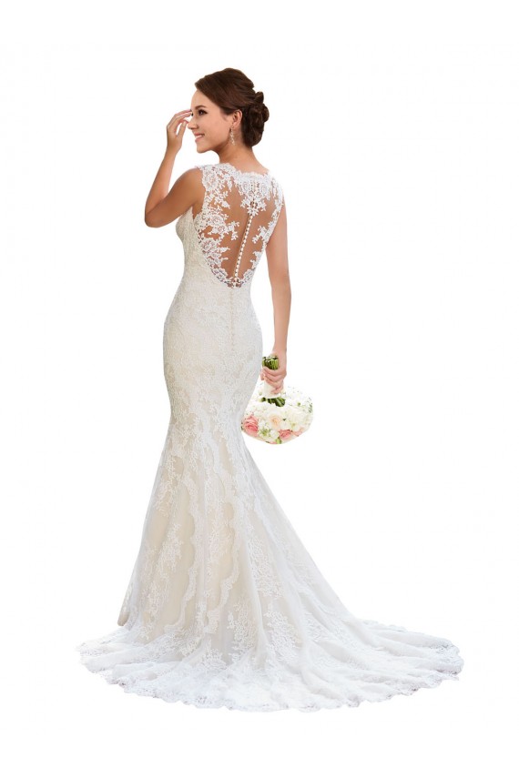 Sleeveless White V-Neck Lace Mermaid Wedding Dresses Newcastle