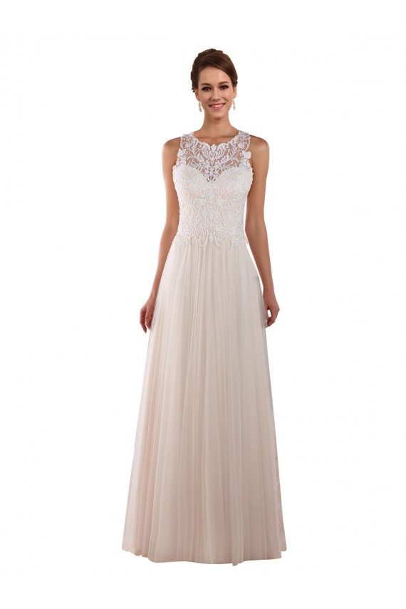 Sleeveless High Neck Tulle & Lace A-Line Boho Wedding Dress Newcastle