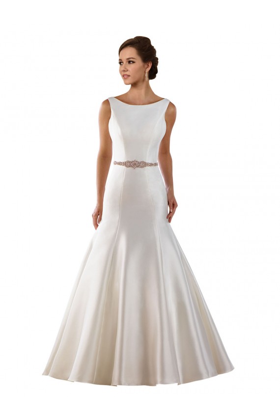 Sleeveless Bateau Neck V-Back Satin Mermaid Modern Wedding Dress Newcastle