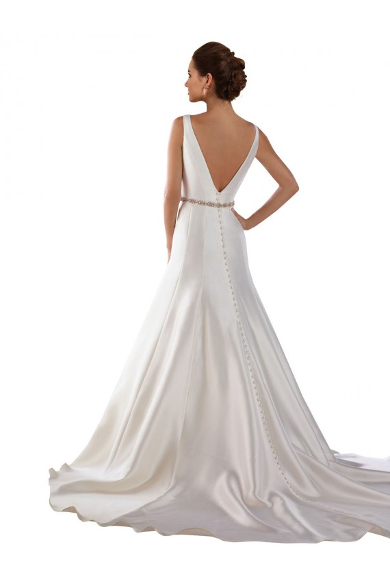 Sleeveless Bateau Neck V-Back Satin Mermaid Modern Wedding Dress Newcastle