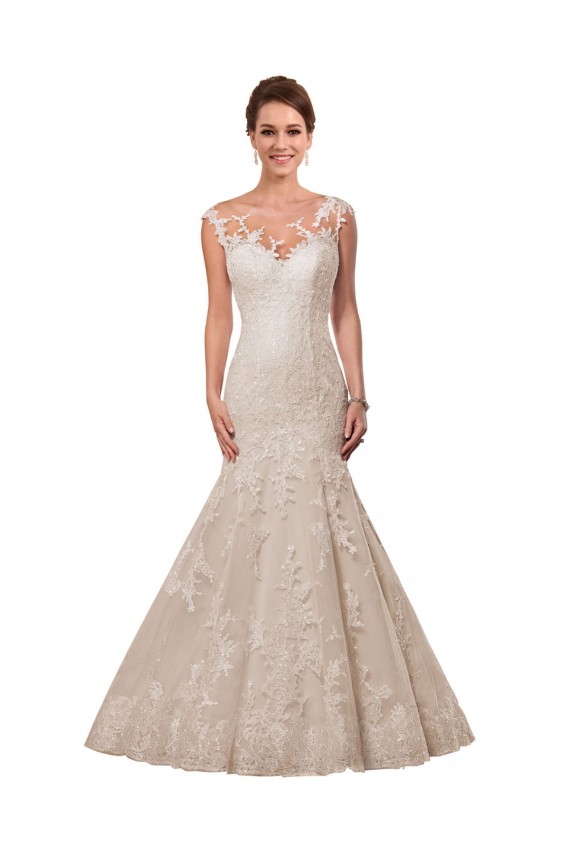 Cap Sleeves Illusion Neck Lace Mermaid Wedding Dress Newcastle