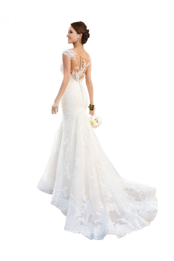 Cap Sleeves Illusion Neck Lace Mermaid Wedding Dress Newcastle