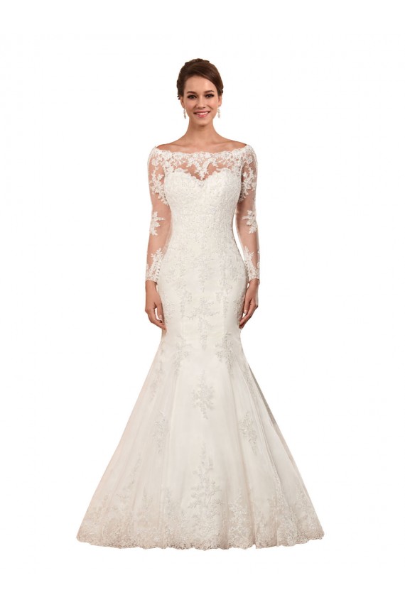 Long Sleeves Bateau Neck Lace Mermaid Sexy Wedding Dress Newcastle