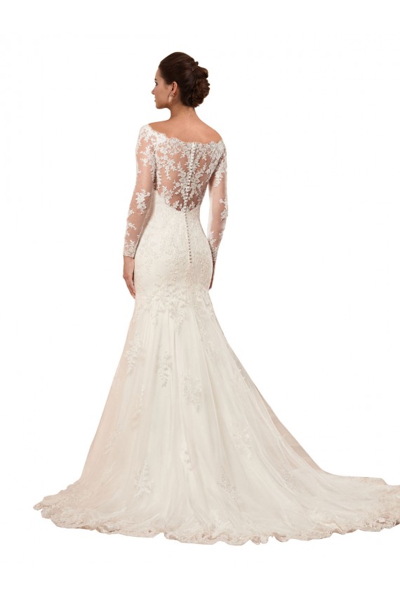 Long Sleeves Bateau Neck Lace Mermaid Sexy Wedding Dress Newcastle