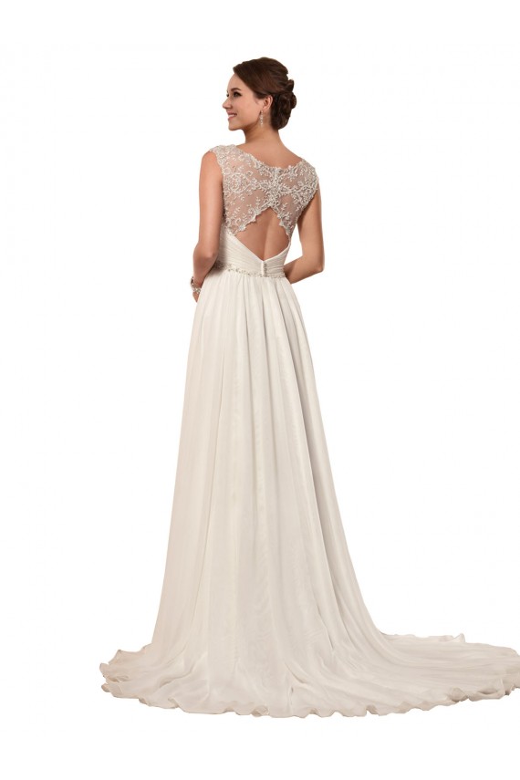 Sleeveless Sweetheart Keyhole Back Soft Chiffon Sheath Wedding Dress Newcastle