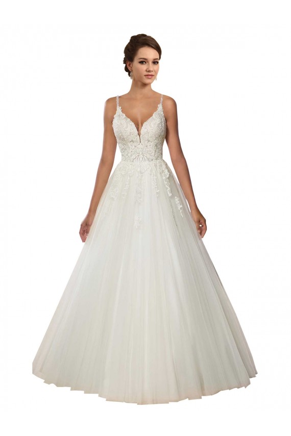 Sleeveless Spaghetti Straps Tulle & Lace Ball Gown Boho Wedding Dress Newcastle