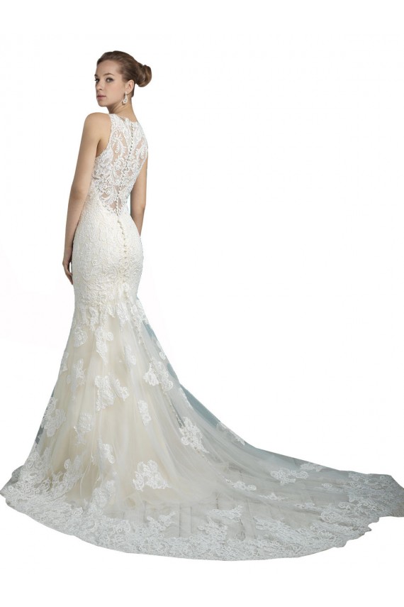 Sleeveless Illusion Neck Tulle Mermaid Beach Wedding Dress Newcastle