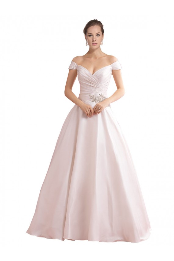 Sleeveless Off the Shoulder V-Back Satin A-Line Wedding Dresses Newcastle