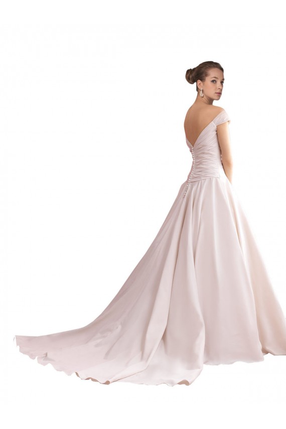 Sleeveless Off the Shoulder V-Back Satin A-Line Wedding Dresses Newcastle