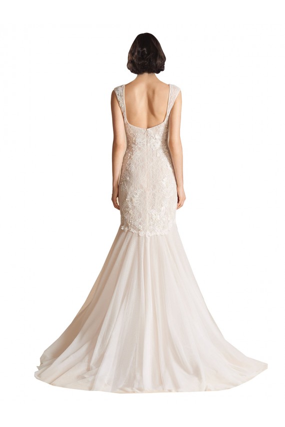 Sleeveless V-Neck Low Back Tulle Mermaid Wedding Dress Newcastle