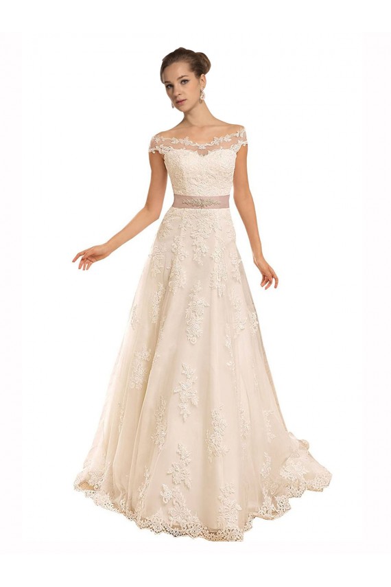 Sleeveless Off the Shoulder Lace A-Line Beach Wedding Dress Newcastle