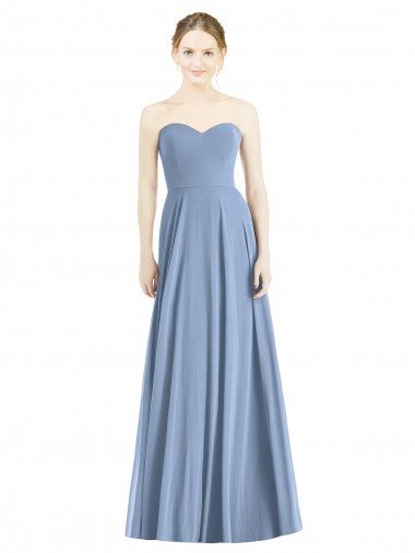 Sleeveless Dusty Blue Sweetheart Soft Chiffon A-Line Evening Dress / Bridesmaid Dress Newcastle