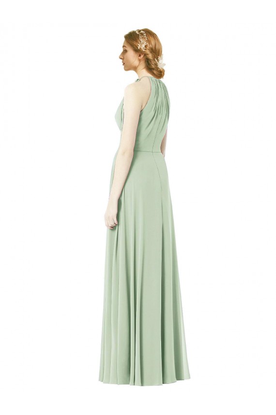 Sleeveless Emerald Green Halter Neck Soft Chiffon A-Line Bridesmaid Dress Newcastle
