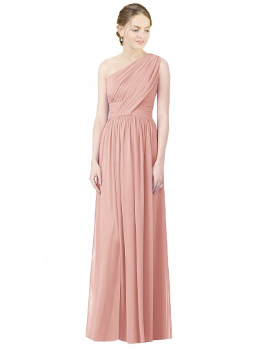 Sleeveless Bliss Pink One Shoulder Soft Chiffon A-Line Bridesmaid Dress Newcastle