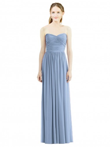 Sleeveless Dusty Blue Sweetheart Chiffon A-Line Bridesmaid Gowns Newcastle