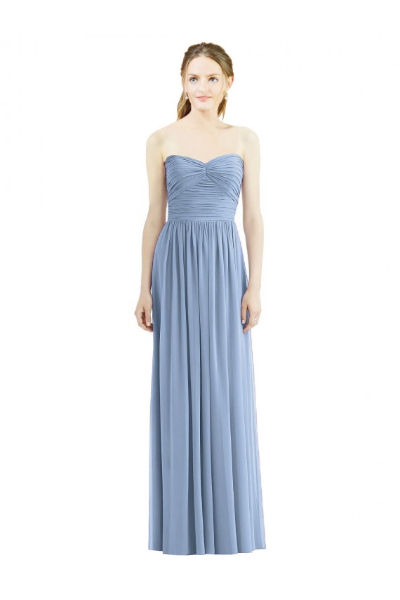 Sleeveless Dusty Blue Sweetheart Chiffon A-Line Bridesmaid Gowns Newcastle
