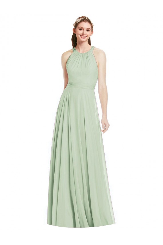 Sleeveless Halter Neck Chiffon A-Line Bridesmaid Dress / Evening Dress Newcastle