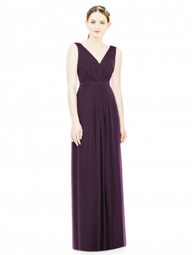 Sleeveless Grape V-Neck Chiffon A-Line Bridesmaid Dress / Evening Dress Newcastle