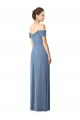 Cap Sleeves Dusty Blue Off the Shoulder Soft Chiffon A-Line Bridesmaid Dress Newcastle