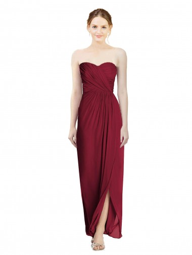 Sleeveless Burgundy Sweetheart Soft Chiffon Sheath Bridesmaid Dress Newcastle