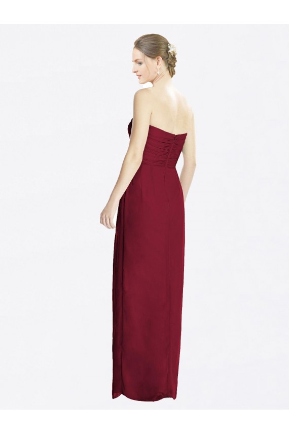 Sleeveless Burgundy Sweetheart Soft Chiffon Sheath Bridesmaid Dress Newcastle