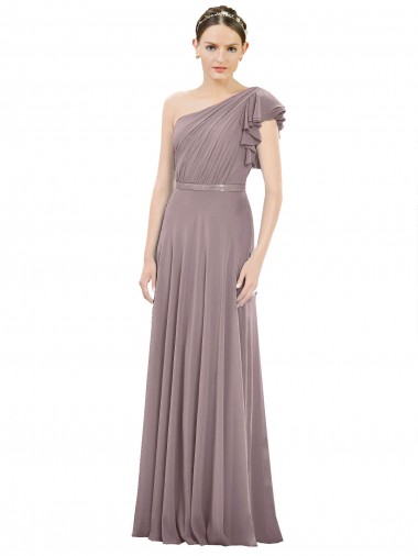 Sleeveless Dusty Rose One Shoulder Soft Chiffon A-Line Bridesmaid Dress Newcastle