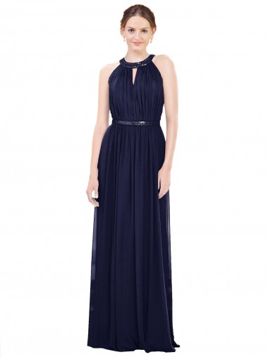 Sleeveless High Neck Soft Chiffon A-Line Bridesmaid Dress / Formal Dress Newcastle
