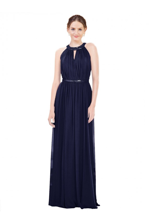 Sleeveless High Neck Soft Chiffon A-Line Bridesmaid Dress / Formal Dress Newcastle