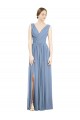 Sleeveless Dusty Blue V-Neck Soft Chiffon A-Line Semi Formal Evening Dress / Bridesmaid Dress Newcastle