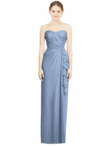 Sleeveless Dusty Blue Sweetheart Soft Chiffon Sheath Bridesmaid Dress Newcastle