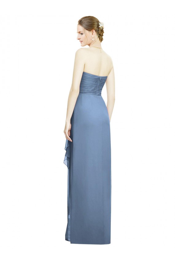 Sleeveless Dusty Blue Sweetheart Soft Chiffon Sheath Bridesmaid Dress Newcastle