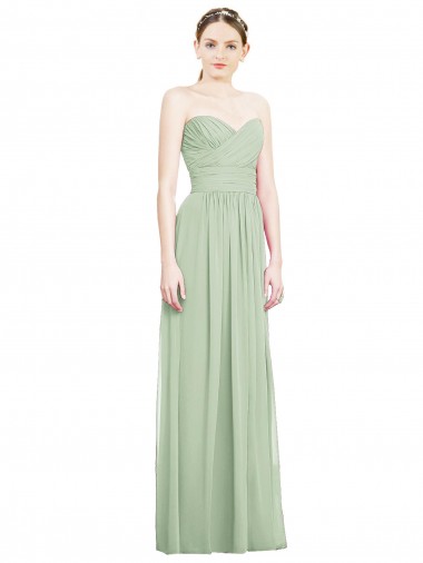 Sleeveless Sage Sweetheart Criss Cross Back Soft Chiffon A-Line Bridesmaid Dress Newcastle