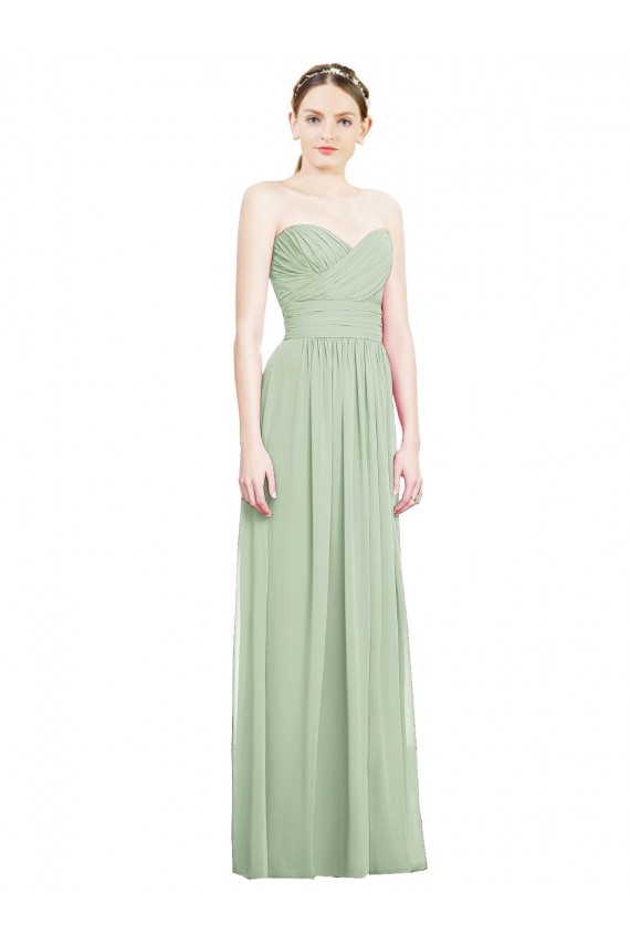 Sleeveless Sage Sweetheart Criss Cross Back Soft Chiffon A-Line Bridesmaid Dress Newcastle