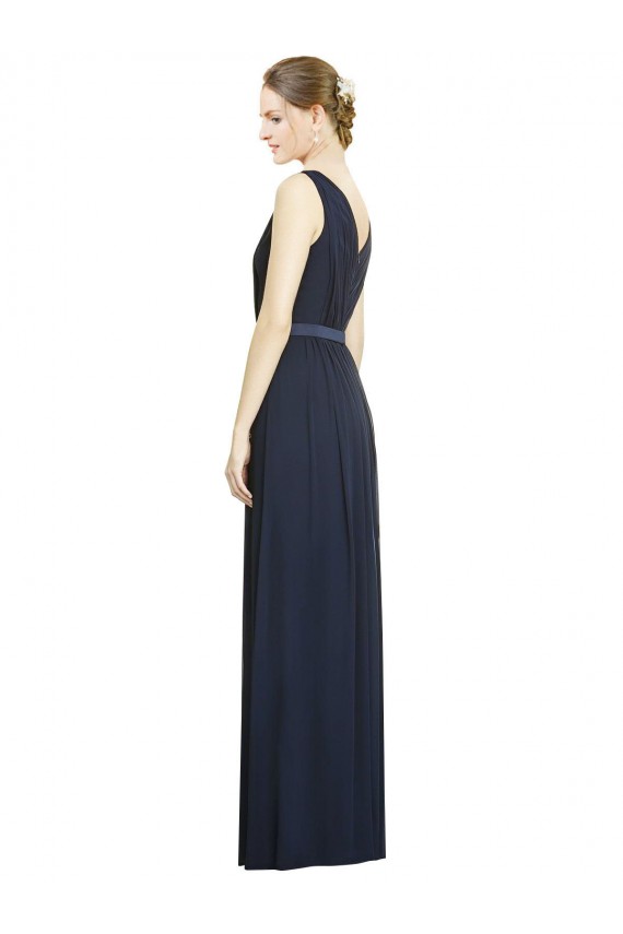 Sleeveless Dark Navy V-Neck Chiffon A-Line Bridesmaid Gowns Newcastle
