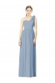 Sleeveless Dusty Blue One Shoulder Soft Chiffon A-Line Bridesmaid Dress Newcastle