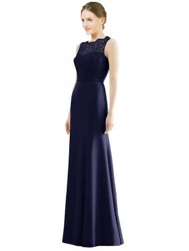 Sleeveless Illusion Neck Soft Chiffon & Lace Mermaid Bridesmaid Dress Newcastle