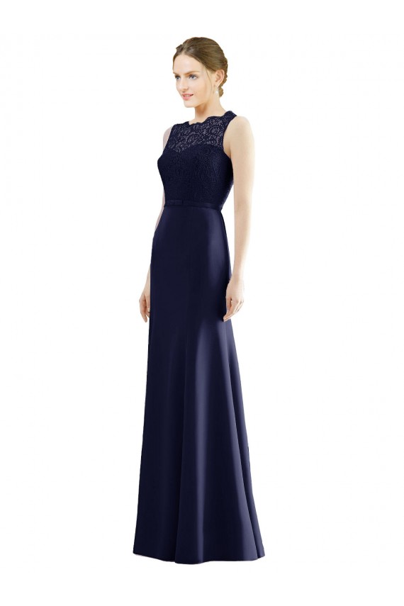 Sleeveless Illusion Neck Soft Chiffon & Lace Mermaid Bridesmaid Dress Newcastle