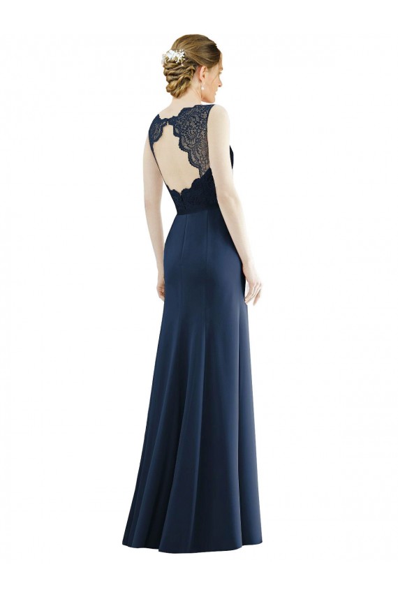 Sleeveless Illusion Neck Soft Chiffon & Lace Mermaid Bridesmaid Dress Newcastle