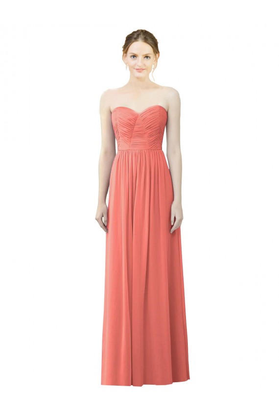 Sleeveless Coral Sweetheart Soft Chiffon A-Line Bridesmaid Dress Newcastle