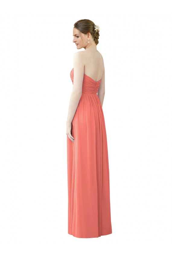 Sleeveless Coral Sweetheart Soft Chiffon A-Line Bridesmaid Dress Newcastle