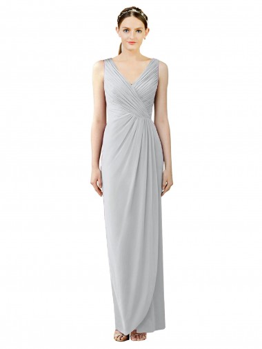 Sleeveless V-Neck V-Back Chiffon Sheath Bridesmaid Dress / Evening Dress Newcastle