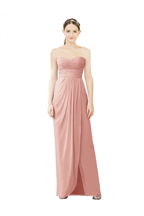 Sleeveless Bliss Pink Sweetheart Soft Chiffon A-Line High Low Bridesmaid Dress Newcastle