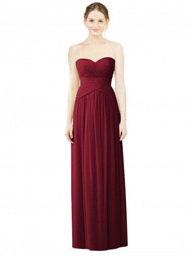 Sleeveless Burgundy Sweetheart Soft Chiffon A-Line Evening Dress / Bridesmaid Dress Newcastle