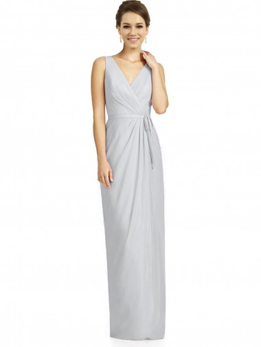Sleeveless Frost V-Neck V-Back Soft Chiffon Sheath Bridesmaid Dress Newcastle