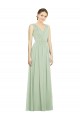 Sleeveless Sage V-Neck V-Back Soft Chiffon A-Line Bridesmaid Dress Newcastle